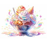 Diamond Art Ice Cream Diamond Painting Kits for Adults Color, Crystal Arts and Crafts for Adults, DIY Full Drill Dimond Painting Accessories Full Kit for Home Decor, Gifts for Women 60x45cm, Model 233