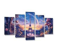 Diamond Art Iron Tower Mushroom Diamond Painting 5 Pack, Cross Stitch Kits for Adults, 5D DIY Beginners Full Round Drill Crystal Art Embroidery Crafts Kits, Christmas Decorations 90x45in j7s-725