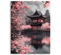Diamond Art Japan, 5D Diamond Painting Kits for Adults, Cherry Blossoms Crystal Embroidery Cross Stitch Kits Full Round Drill 24x32 in/60x80cm, DIY Gem Painting for Home Decoration Wall Art, z@625