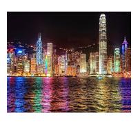 Diamond Art Kit for Adults,5D Hong Kong Night View Diamond Painting Kits DIY Crystal Rhinestone Embroidery Cross Stitch Full Drill Art Craft Painting Picture Home Wall Decor Gifts Square Drill,60x80cm