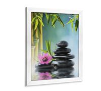 Diamond Art Kit, Mountain of Bamboo Flowers, 5D, Mosaic Art, Zen, Diamond Painting, Fully Pasted Type, DIY and Handmade Painting, Craft Kit, Art, Wooden Frame Included, 15.7 x 19.7 inches (40 x 50 cm)