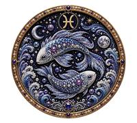 Diamond Art Kits, 12 Zodiacs Signs Pearl Art Kits for Adults, Pisces | Constellation Themed, Round Anti Fading Pearl Beaded Artwork, Zodiacs Beads Pearl Art Kit, for Adults Beginners