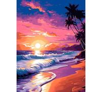 Diamond Art Kits, 5D Tropical Sunset Diamond Painting for Adults 12x16 Inch