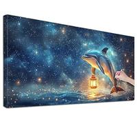 Diamond Art Kits Adults 180 x 80 cm, Large Dolphin Diamond Painting Kits for Adults, DIY Full Square Drill Crystal Art Painting, Cross Stitch Embroidery Kit with Diamonds for Wall Decor (Animals) P-34