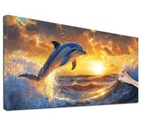 Diamond Art Kits Adults 180 x 80 cm, Large Dolphin Diamond Painting Kits for Adults, DIY Full Square Drill Crystal Art Painting, Cross Stitch Embroidery Kit with Diamonds for Wall Decor (Animals) R-08