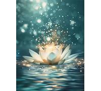Diamond Art Kits Adults, 40x50cm 5D DIY Flower Diamond Art Lotus Painting Kit Full Drill, Painting by Numbers Full Drill Embroidery Crystal Art Cross Stitch Arts and Crafts for Room Decor and Gifts