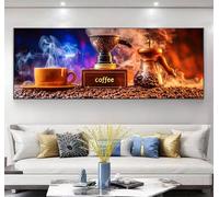 Diamond Art Kits Adults, 5D Coffee Machine Diamond Painting Kits for Adults Kitchen Pattern Full Square Drill Large Canvas, DIY Beginner Gem Crystal Art for Home Wall Room Decor, 16x48inch, Model264