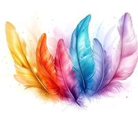 Diamond Art Kits Adults, 5D Colored Feathers Diamond Painting, DIY Full Round Drill Embroidery Diamond Crystal Gem Art Kits and Adults Christmas Home Wall Accessories Gifts, Beginners 45x60 cm JZ-35