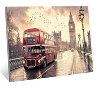 Diamond Art Kits Adults, 5D Diamond Painting Bus Crystal Arts and Crafts for Adults, DIY Cross Stitch Embroidery Gem Art Paintings, Landscape Painting by Numbers for Home Wall Decor 30x40 cm H-1983