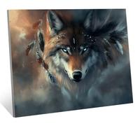 Diamond Art Kits Adults, 5D Diamond Painting Wolf Crystal Arts and Crafts for Adults, Cross Stitch Embroidery Sequin Gem Art Paintings, Animal Painting by Numbers for Home Wall Decor 50x70 cm H-1916