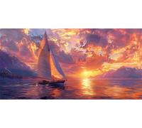 Diamond Art Kits Adults, 5D DIY Boat Diamond Painting Kits for Beginners Kids, Square Full Drill Gem Art Crystal Rhinestone Embroidery Crafts Canvas Painting for Home Wall Decor 30x60cm, P4020