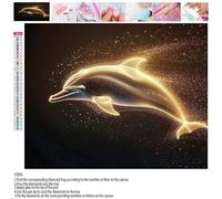 Diamond Art Kits Adults,5d Fantasy Round Full Drill Diamond Painting Dolphin Crystal Art Kits DIY Gem Embroidery Cross Stitch Arts and Crafts Canvas Paint by Numbers for Room Decor Gift 60x80cm T31
