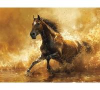 Diamond Art Kits Adults, 5D Horse Diamond Painting Kit, DIY Full Drill Dimond Art Animal Crystal Gem Crafts for Beginners Dimond Embroidery Canvas Picture for Home Wall Decor Gifts 60x90cm X-889
