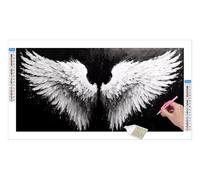 Diamond Art Kits Adults, 5D Large Diamond Painting Angel Wings DlY Full Square Drill Cross Stitch Crystal Art Diamond Pictures for Home Canvas Decoration Sequin Gem Arts Crafts 60x30cm/24x12in O-501