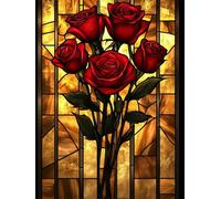 Diamond Art Kits Adults, 5D Rose Diamond Painting Kit, DIY Full Drill Dimond Art Red Crystal Gem Crafts for Beginners Dimond Embroidery Canvas Picture for Home Wall Decor Gifts for Women 40x60cm X-482
