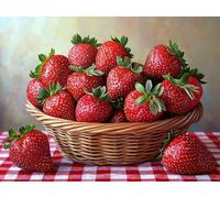 Diamond Art Kits Adults, 5D Strawberry Fruit Diamond Painting, DIY Full Round Drill Embroidery Diamond Crystal Gem Art Kits and Adults Christmas Home Wall Accessories Gifts, Beginners 60x80 cm JZ-37