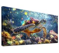 Diamond Art Kits Adults 90 x 40 cm, Large Sea Turtles Diamond Painting Kits for Adults, DIY Full Square Drill Crystal Art Painting, Cross Stitch Embroidery Kit with Diamonds, Wall Decor (Animals) R-36