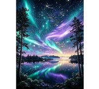 Diamond Art Kits Adults Accessories Starry Night Diamond Painting Gem Art | 5D Round Drill Diamond Painting Art Canvas Christmas Halloween DIY Bead Crystal Art Kits For Adults Aurora Starry Sky Decor