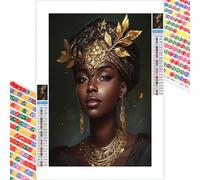 Diamond Art Kits Adults, Africa Diamond Painting Kits with HD Canvas, DIY Gem Art Sparkle Rhinestone Cross Stitch Kits for Home Office Wall Art, Creative Craft Gift for Her, 40x70cm （Woman） 2Z#778