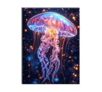 Diamond Art Kits Adults and Kids Animal Jellyfish Adult Crystal Art Diamond Painting Kit, DIY Cross Stitch Embroidery Crafts Kit, for Home Room Wall Decor, Halloween Decorations, Gifts 35x45cm W-w-448