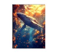 Diamond Art Kits Adults and Kids Animal Whale Adult Crystal Art Diamond Painting Kit, DIY Cross Stitch Embroidery Crafts Kit, for Home Room Wall Decor, Halloween Decorations, Gifts 20x25cm W-w-64