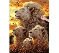 Diamond Art Kits Adults, Animal Diamond Painting Canvas 32x44 inch, 5D Square Drill Dimond Art Painting with Full Accessories, DIY Crystal Arts and Crafts for Adults for Autumn Home Decor (Lion) J-58