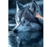 Diamond Art Kits Adults, Animal Diamond Painting Canvas 36x48 inch, 5D Square Drill Dimond Art Painting with Full Accessories, DIY Crystal Arts and Crafts for Adults for Autumn Home Decor (Wolf) K-33