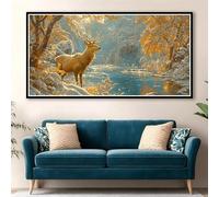 Diamond Art Kits Adults Animal, Large Diamond Painting Deer Crystal Art, DIY Full Drill Square Gem Painting, 5D Rhinestone Embroidery Cross Stitch Crafts for Home Decor, Gifts for Women 60x30cm 0J-158