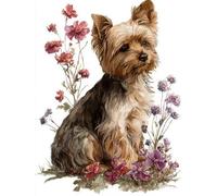 Diamond Art Kits Adults, Animal Yorkshire Terrier 5D Diamond Painting Kits Kids Beginners, DIY Round Full Drill Gem Crystal Art Cross Stitch Crafts Pictures Kit, Home Wall Decor Gifts 40x50cm G-185