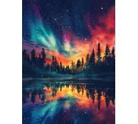 Diamond Art Kits Adults Aurora 12x16 inch, 2025 5d Diamond Painting Kit for Kids, DIY Full Drill Crystal Art Kits for Beginner, Cross Stitch Arts Crafts Pictures Embroidery Kit Gifts (Forest) Q-295T