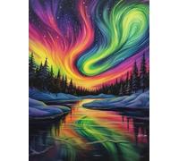 Diamond Art Kits Adults Aurora 26x31 inch, 2025 5d Diamond Painting Kit for Kids, DIY Full Drill Crystal Art Kits for Beginner, Cross Stitch Arts Crafts Pictures Embroidery Kit Gifts (Color) Q-157T