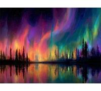Diamond Art Kits Adults, Aurora Forest 5D Diamond Painting Kits for Kids Beginners, DIY Round Full Drill Gem Crystal Art Cross Stitch Crafts Pictures Kit, for Home Wall Decor Gifts 100x130cm G-419