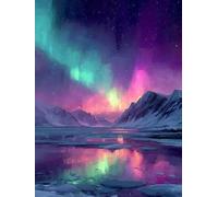 Diamond Art Kits Adults, Aurora Iceberg 5D Diamond Painting Kits for Kids Beginners, DIY Round Full Drill Gem Crystal Art Cross Stitch Crafts Pictures Kit, for Home Wall Decor Gifts 100x130cm G-413