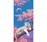 Diamond Art Kits Adults&Beginner, Large Size 15.7x31.4in, Tiger Diamond Art Cherry Blossom Diamond Painting Kit Full Drills, DIY 5D Dimond Picture Art Embroidery Crystal Art Crafts, Room Wall Decor