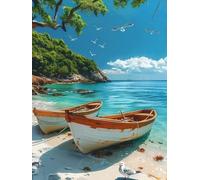 Diamond Art Kits Adults Boat, Diamond Painting Sea 5D Crystal Art Craft Painting, DIY Full Round Drill Strass Embroidery Kit for Adults Sequin Crafts for Home Wall Decor, Gifts 30x40cm B-2271