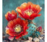 Diamond Art Kits Adults Cactus, Diamond Painting Flower 5D Crystal Art Crafts for Adults Kits, DIY Square Full Drill Embroidery Cross Stitch Paintings for Home Wall Decor, Gifts 39.4x39.4 Inch 0-J617