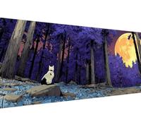 Diamond Art Kits Adults Cat, Diamond Painting Kit Moon 5D Crystal Art Crafts for Adults for Paintings, DIY Full Round Drill Strass Embroidery for Beginner for Home Wall Decor, Gifts 40x80cm 7-LJ18