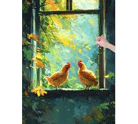 Diamond Art Kits Adults, Chicken Diamond Painting Kits for Adults, DIY Full Drill Crystal Art Cross Stitch Embroidery Kit Arts and Crafts for Beginner, Paint by Numbers for Home Decor, 60x80 cm, J-56