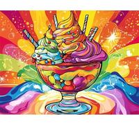 Diamond Art Kits Adults Color Diamond Painting Accessories, Ice Cream Full Drill Cross Stitch Embroidery Sequin Gem Arts and Crafts Paintings for Children Adults Home Wall Decoration 30x40 cm K-1104