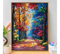 Diamond Art Kits Adults Colorful Forest, DIY Diamond Painting Kit for Beginners, 5D Full Drill Gem Art Painting, Crystal Embroidery Cross Stitch Mosaic Pictures for Home Wall Decor 12x20inch Q-742B