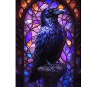 Diamond Art Kits Adults Crow, Diamond Painting Animal 5D Crystal Art Craft Painting, DIY Full Round Drill Strass Embroidery Kit for Adults Sequin Crafts for Home Wall Decor, Gifts 70x100cm 7-3H79