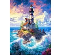Diamond Art Kits Adults, Diamond Painting Tower 5D DIY Round Drill Gem Art Crafts for Adults Beginners, Paint by Numbers for Home Wall Decor, Stress Relief Woman Gifts (sea View, 16x20inch) O-863