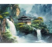 Diamond Art Kits Adults, Diamond Painting Tower 5D DIY Round Drill Gem Art Crafts for Adults Beginners, Paint by Numbers for Home Wall Decor, Stress Relief Woman Gifts (Waterfall, 16x20inch) O-870