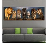 Diamond Art Kits Adults, DIY 5D Diamond Painting Lion Leopard Tiger Full Drill Crystal Rhinestone Painting by Numbers Cross Stitch Kids Diamonds Embroidery Pictures for Home Wall Decor Gifts, 30x90cm