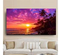 Diamond Art Kits Adults,DIY 5D Diamond Painting Sunset Seaside Coconut Tree Landscape Full Drill Crystal Rhinestone Paint by Numbers Kids Diamonds Embroidery for Home Wall Decor,30x60cm/12x24in