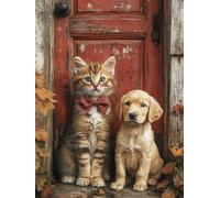 Diamond Art Kits Adults Dog, Diamond Painting Cat 5D Crystal Art Craft Painting, DIY Full Round Drill Strass Embroidery Kit for Adults Sequin Crafts for Home Wall Decor, Gifts 50x80cm N-7363