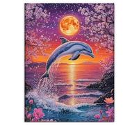 Diamond Art Kits Adults, Dolphin Diamond Painting Kits for Adults, 5D Square Full Crystal Art Embroidery Cross Stitch Kits, DIY Gem Painting by Numbers Pictures (Cherry Blossoms) 24x36 in, Q-O471