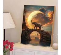 Diamond Art Kits Adults, Elephant Diamond Painting Kits with HD Canvas, DIY Gem Art Sparkle Rhinestone Cross Stitch Kits for Home Office Wall Art, Creative Craft Gift for Her, 30x50cm （Moon） 2Z#680