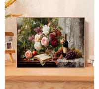 Diamond Art Kits Adults, Flower Diamond Painting Kits with HD Canvas, DIY Gem Art Sparkle Rhinestone Cross Stitch Kits for Home Office Wall Art, Creative Craft Gift for Her, 30x50cm （Retro） 2Z#664