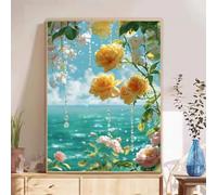 Diamond Art Kits Adults, Flower Diamond Painting Kits with HD Canvas, DIY Gem Art Sparkle Rhinestone Cross Stitch Kits for Home Office Wall Art, Creative Craft Gift for Her, 30x50cm （Ocean） 2Z#612